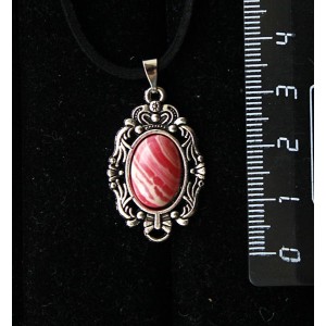 Кулон из агата красного (иск.), основа "принцесса", овал 14х10мм