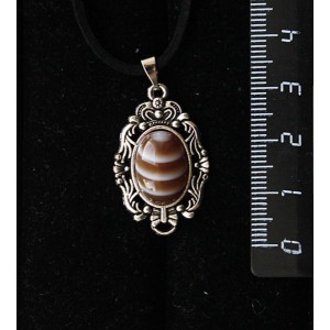 Кулон из агата кофейного (тонировка), основа "принцесса", овал 14х10мм