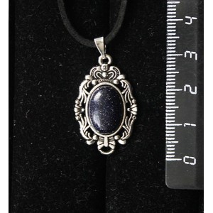 Кулон из авантюрина синего (иск.), основа "принцесса", овал 14х10мм