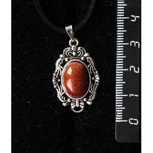 Кулон из авантюрина красного (иск.), основа "принцесса", овал 14х10мм