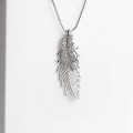 Кулон "Перо" ангела, цвет белый, цвет серебристый, 72 см (стразы)