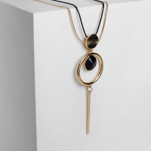 Кулон "Тотем" кольцо с иголкой, цвет чёрный, цвет золотистый, 70см
