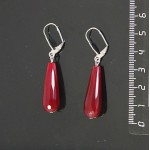 Серьги из агата красного (тонировка), капля 30х10мм огранка