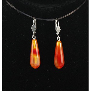 Серьги из агата оранжевого (тонировка), капля 30х10мм огранка