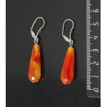Серьги из агата оранжевого (тонировка), капля 30х10мм огранка