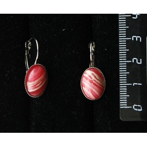 Cерьги из агата красного (иск.), овал 14х10мм, замок петелька