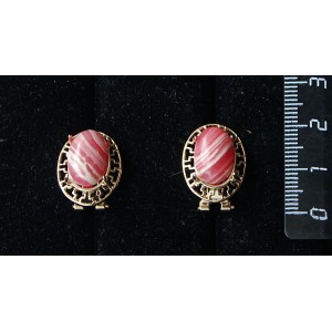 Серьги из агата красного (иск.), "греческие", 14х10мм, замок гвоздик+лапка