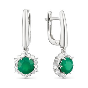 C925 Серьги 5,9г агат зеленый родирование