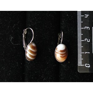 Cерьги из агата кофейного (тонировка), овал 14х10мм, замок петелька