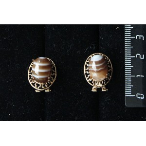 Серьги из агата кофейного (тонировка), "греческие", 14х10мм, замок гвоздик+лапка