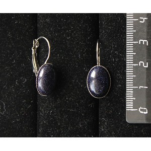 Cерьги из авантюрина синего (иск.), овал 14х10мм, замок петелька