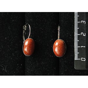 Cерьги из авантюрина красного (иск.), овал 14х10мм, замок петелька