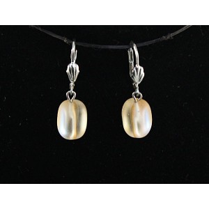 Серьги из опала (синт.), столбик 13х8мм, цвет персиковый