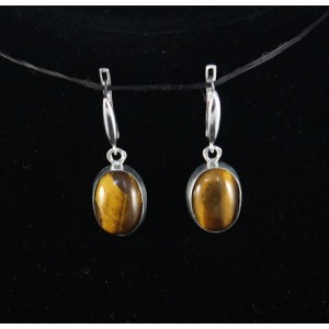 C925 Серьги 4.82г с тигровым глазом, овал 14х10мм