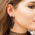 Серьги металл "Люстры" монелия, цвет чёрный (Бижутерный сплав)