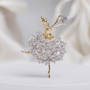 Брошь "Балерина" женственность, цвет белый, цвет золотистый