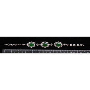 Браслет из кварца тонированного, цвет хризопраз, "принцесса" овал 14х10мм, на цепочке