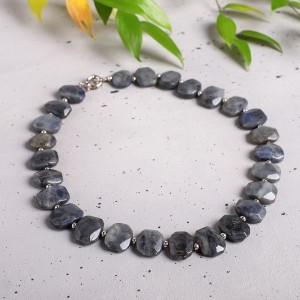 Бусы из лабрадорита, плоские прямоугольники, огранка