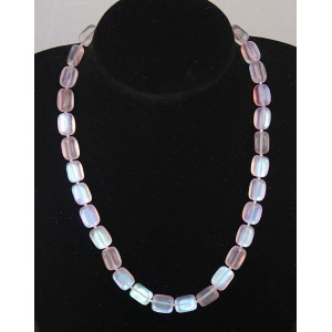 Бусы из опала (синт.), столбик 13х8мм, цвет розовый