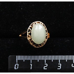 Кольцо c авантюрином зеленым, греческое, 14х10мм