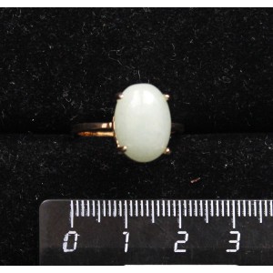 Кольцо c авантюрином зеленым,  позолота, овал 14х10мм