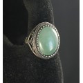 Кольцо с авантюрином зеленым, овал 18х13 мм