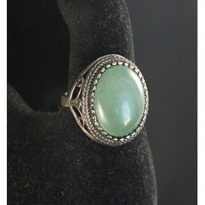 Кольцо с авантюрином зеленым, овал 18х13 мм