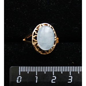 Кольцо c кварцем тонированным, цвет аквамарин, греческое, 14х10мм