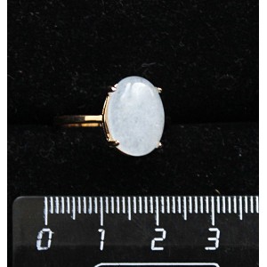 Кольцо c кварцем тонированным, цвет аквамарин,  овал 14х10мм