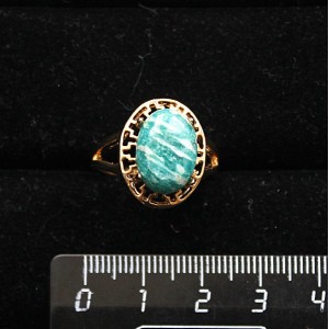 Кольцо c амазонитом, греческое, 14х10мм