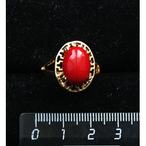 Кольцо c кораллом красного (иск.), греческое, 14х10мм