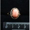 Кольцо c кораллом оранжевым (иск.), греческое, 14х10мм