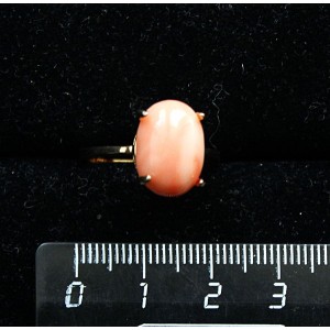 Кольцо c кораллом оранжевым (иск.),  овал 14х10мм