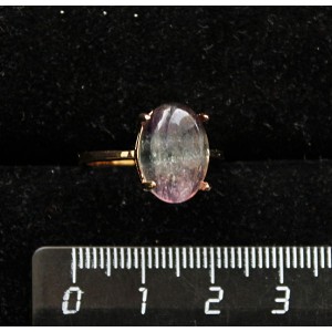 Кольцо c флюоритом латунь, позолота, овал 14х10мм