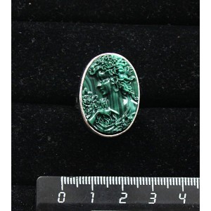 Кольцо с крафтовой смолой, цвет темно-зеленый, кабошон "камея", овал 25х18мм, безразмерное