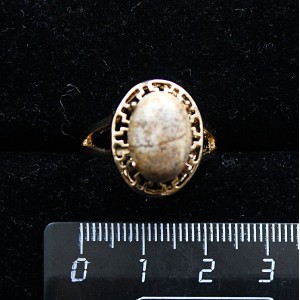 Кольцо c яшмой песочной, греческое, 14х10мм