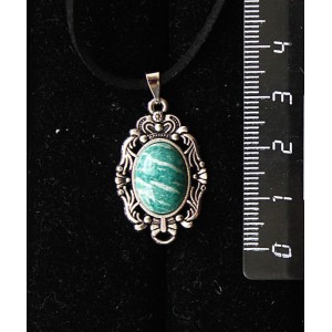 Кулон из амазонита, основа "принцесса", овал 14х10мм
