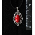 Кулон из коралла красного (иск.), "принцесса", овал 14х10мм