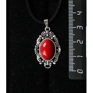 Кулон из коралла красного (иск.), "принцесса", овал 14х10мм