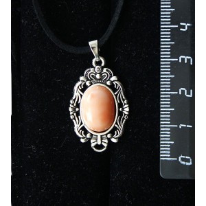 Кулон из коралла оранжевого (иск.), "принцесса", овал 14х10мм
