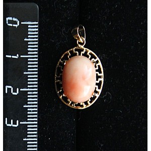 Кулон из коралла оранжевого (иск.),  "греческий", 14х10мм
