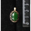 Кулон из кварца тонированного, цвет хризопраз,  "греческий", 14х10мм