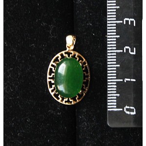 Кулон из кварца тонированного, цвет хризопраз,  "греческий", 14х10мм