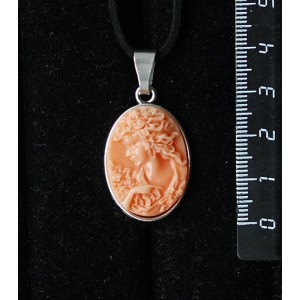 Кулон из крафтовой смолы, цвет оранжевый, кабошон "камея", простой овал 25х18мм