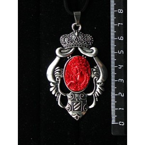 Кулон из крафтовой смолы, цвет красный, кабошон "камея", овал 25х18мм, "императрица"