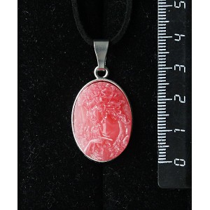 Кулон из крафтовой смолы, цвет розовый, кабошон "камея", простой овал 25х18мм