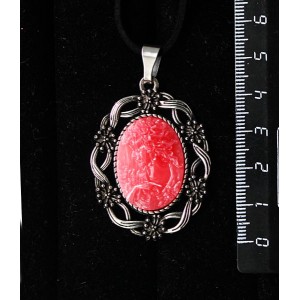 Кулон из крафтовой смолы, цвет розовый, кабошон "камея", овал 25х18мм, "торжество"