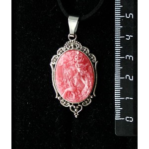 Кулон из крафтовой смолы, цвет розовый, кабошон "камея", овал 25х18мм, "медальон"