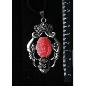 Кулон из крафтовой смолы, цвет розовый, кабошон "камея", овал 25х18мм, "императрица"
