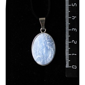 Кулон из крафтовой смолы, цвет голубой, кабошон "камея", простой овал 25х18мм